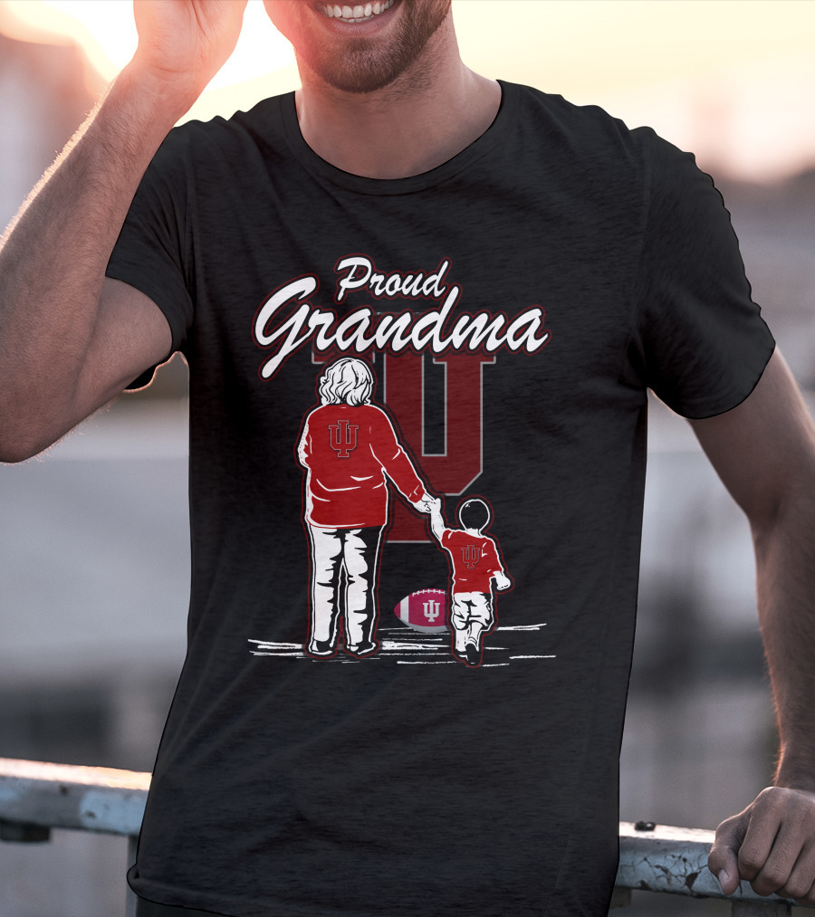 Proud Grandma Indiana Hoosiers IU Logo With Football T-Shirt