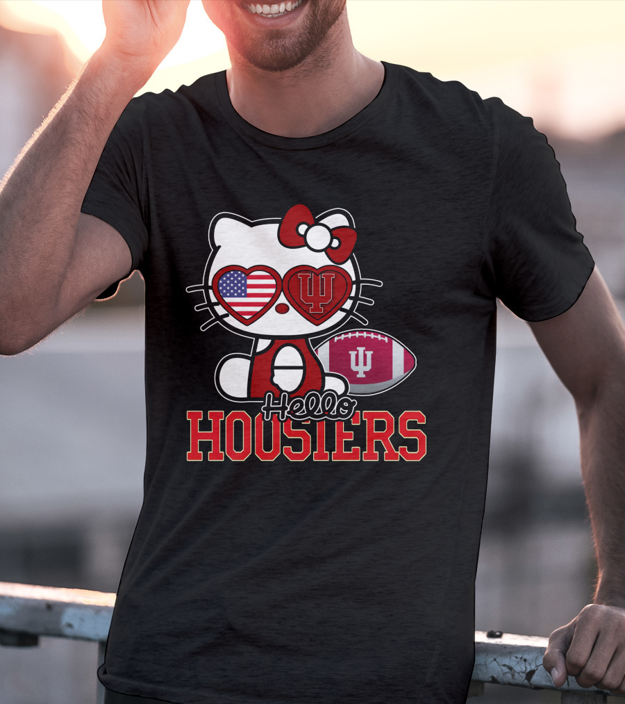Hellokitty Indiana Hoosiers American Flag IU Football T-Shirt