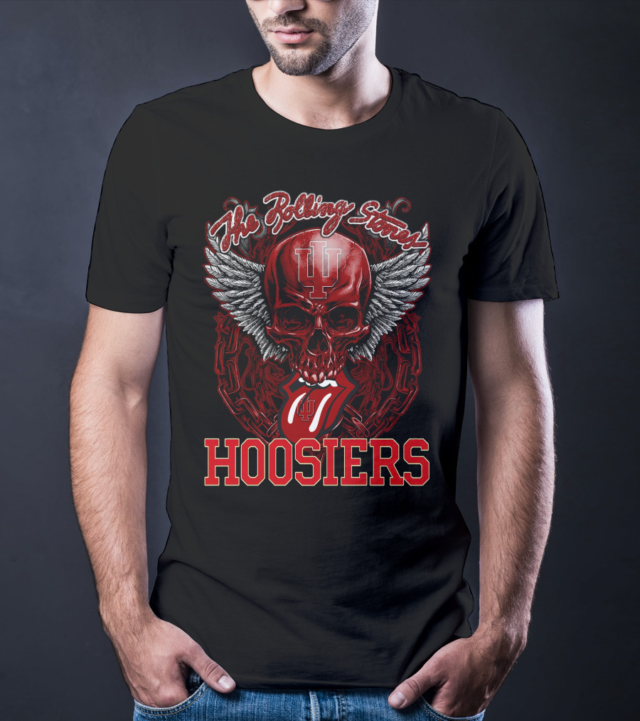 The Rolling Stones Indiana Hoosiers Skull Logo With Wings And Tongue T-Shirt
