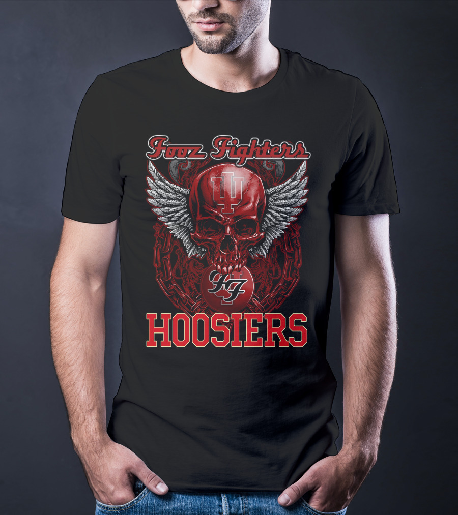 Foo Fighters Indiana Hoosiers Skull Wings IU T-Shirt