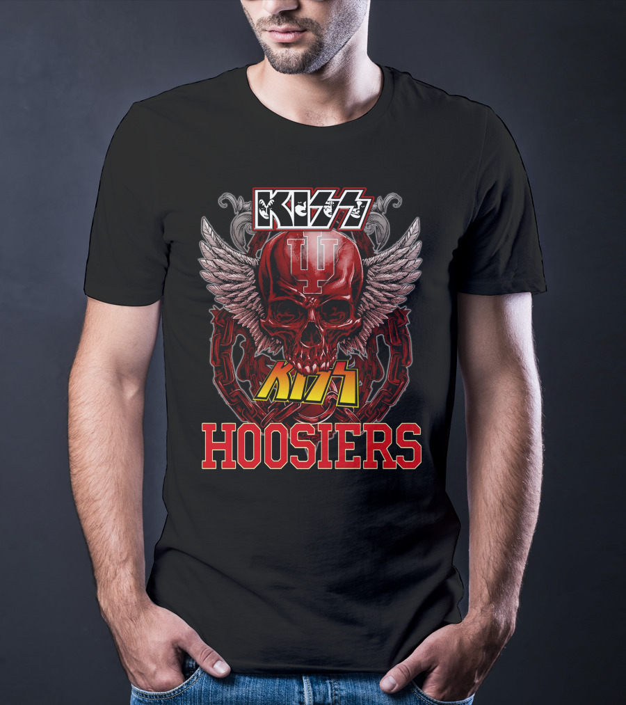 Kiss Indiana Hoosiers Skull Wings T-Shirt