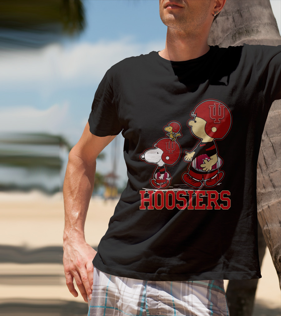 Snpfootball Indiana Hoosiers Peanuts Characters Iu Helmet T-Shirt
