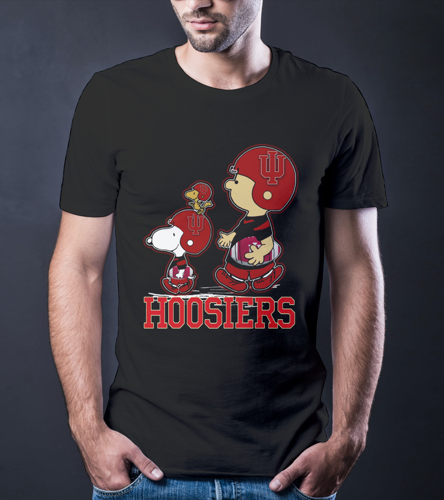 Snpfootball Indiana Hoosiers Peanuts Characters Iu Helmet T-Shirt