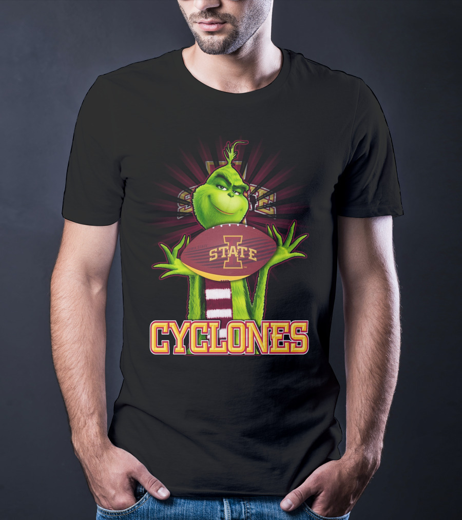 Grinch Holding Iowa State Cyclones Football T-Shirt