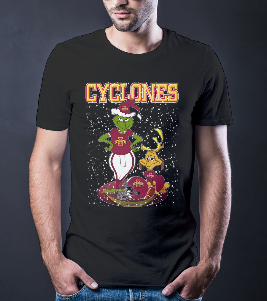 Grinchxmas Iowa State Cyclones Holiday Football T-Shirt