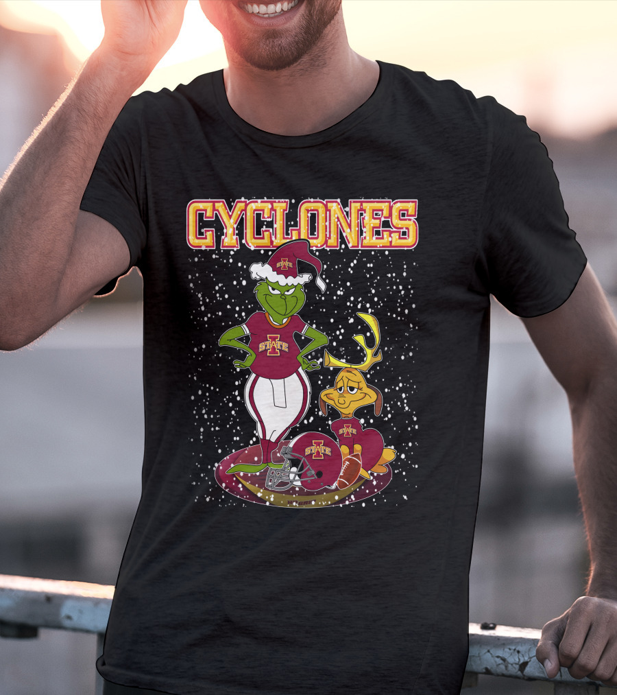 Grinchxmas Iowa State Cyclones Holiday Football T-Shirt