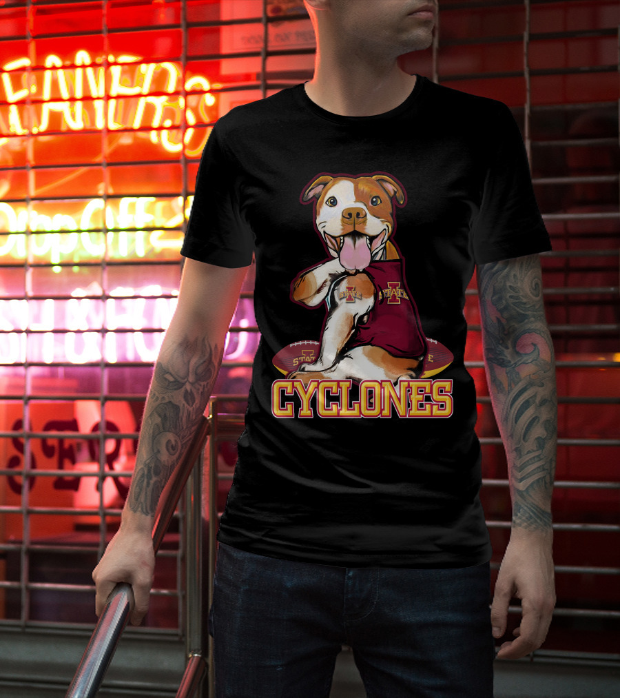 Iowa State Cyclones Pitbull With Football And Tattoos T-Shirt