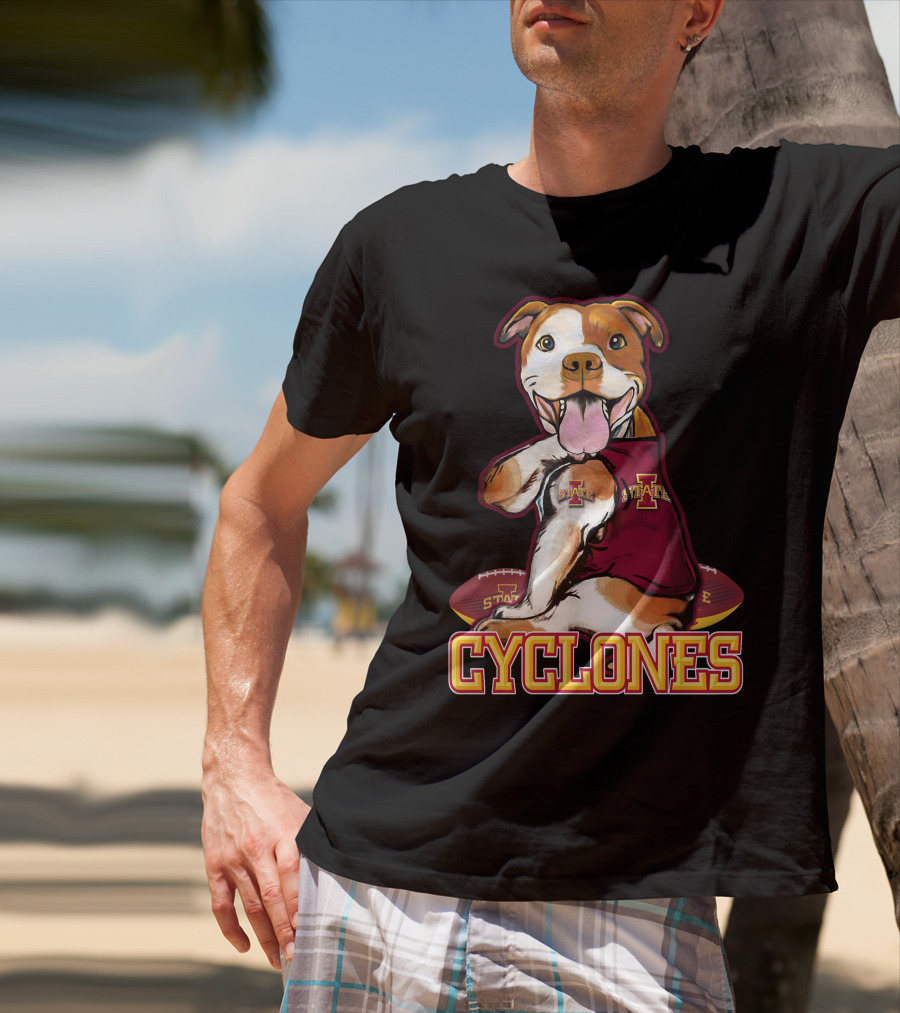 Iowa State Cyclones Pitbull With Football And Tattoos T-Shirt