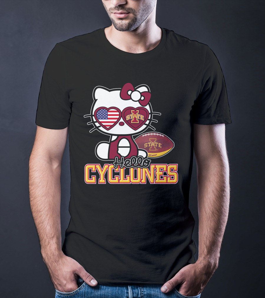 Hello Kitty Iowa State Cyclones Football American Flag T-Shirt