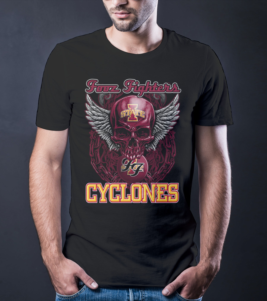 Iowa State Foo Fighters Cyclones Winged Skull T-Shirt