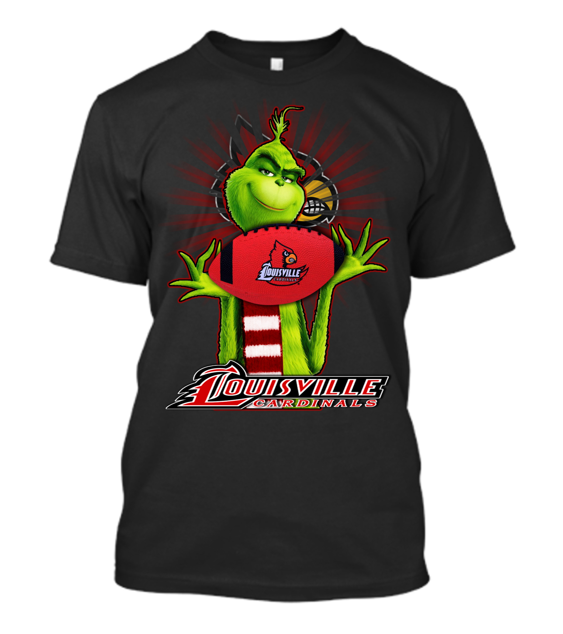Grinch Holding Louisville Cardinals Football T-Shirt