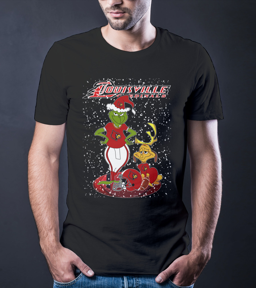 Grinchxmas Louisville Cardinals Football Snow Scene T-Shirt