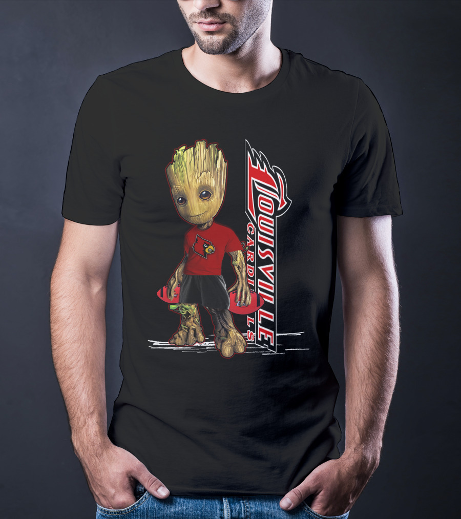 Groot Louisville Cardinals Fan Character With Team T-Shirt