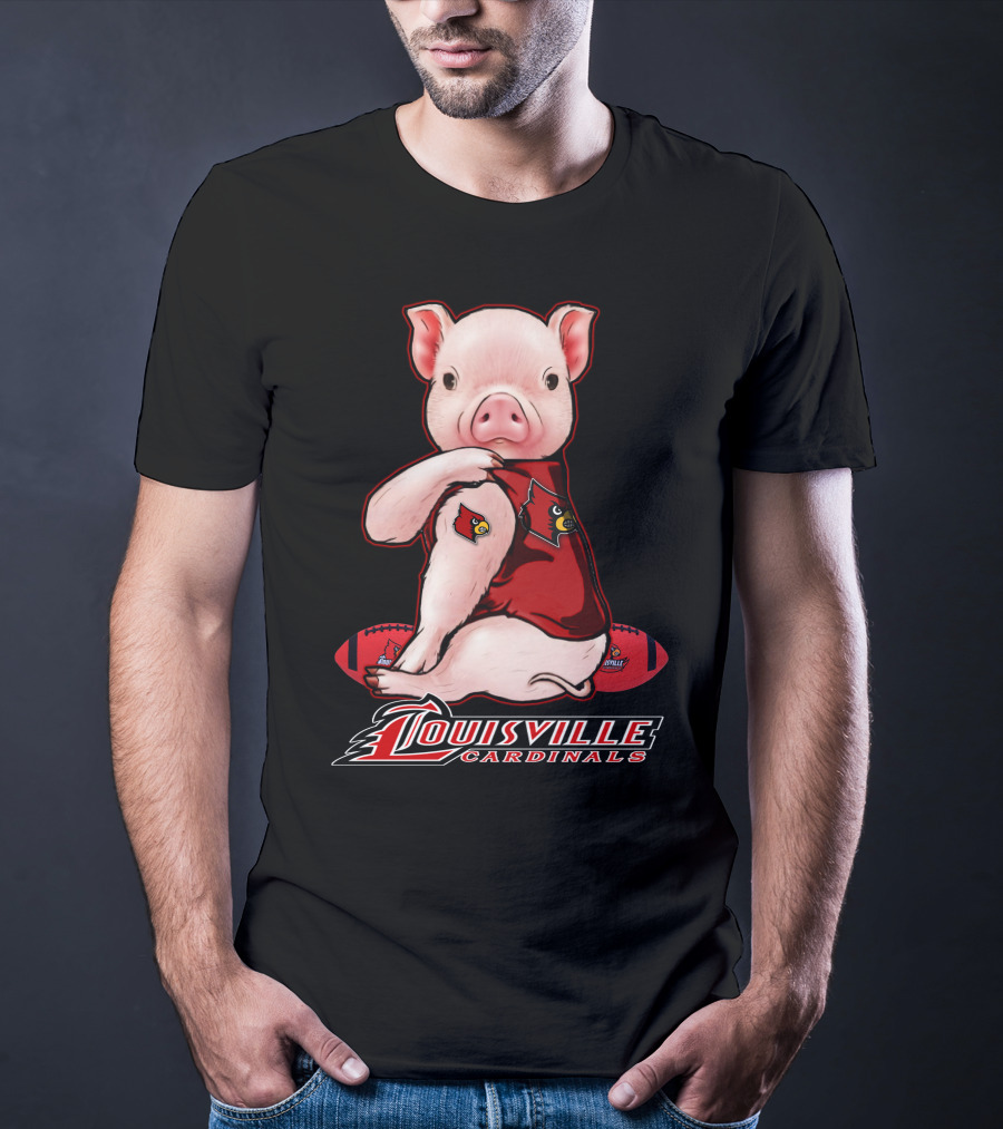 Louisville Cardinals Pig With Football Gear T-Shirt