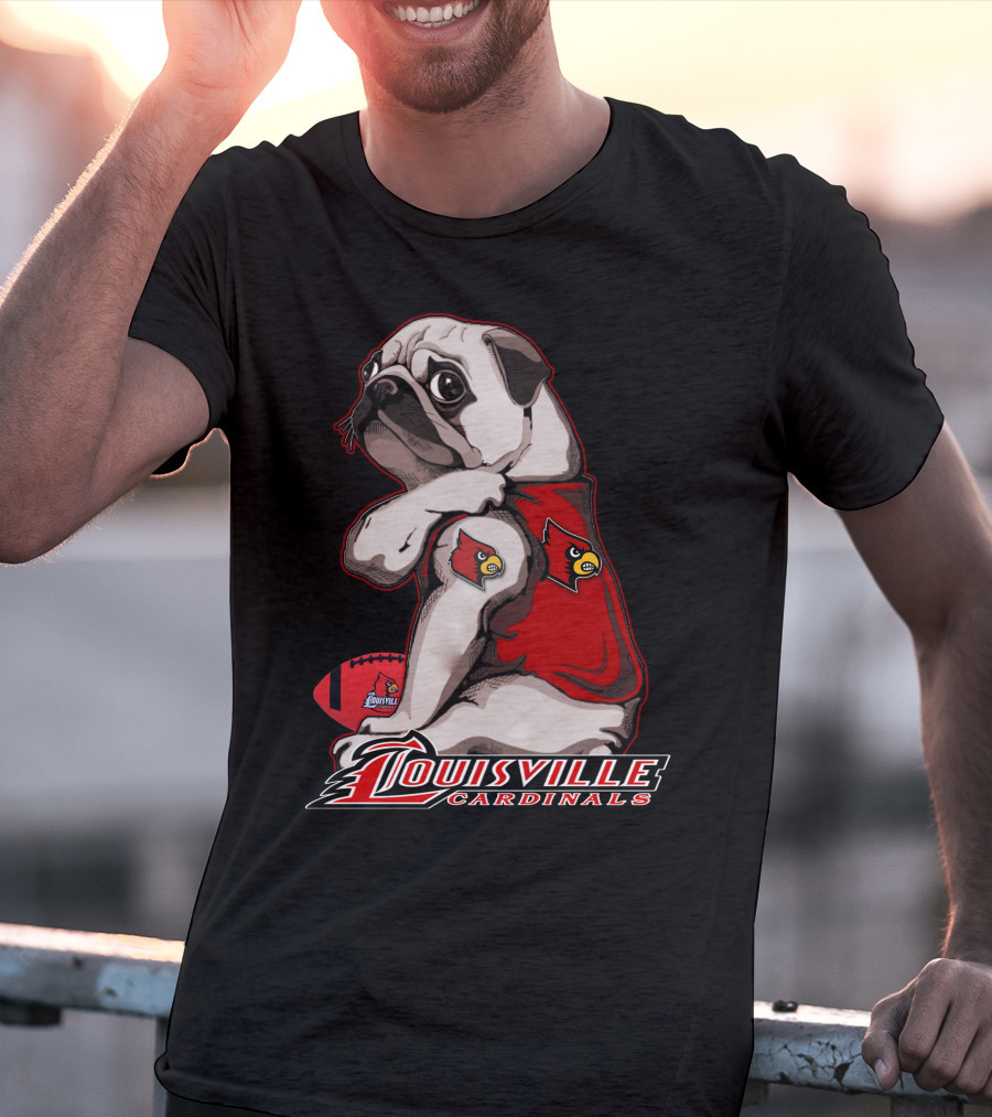 Louisville Cardinals Pug Football T-Shirt
