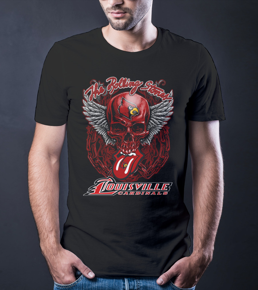 The Rolling Stones Louisville Cardinals Skull With Wings And Tongue T-Shirt