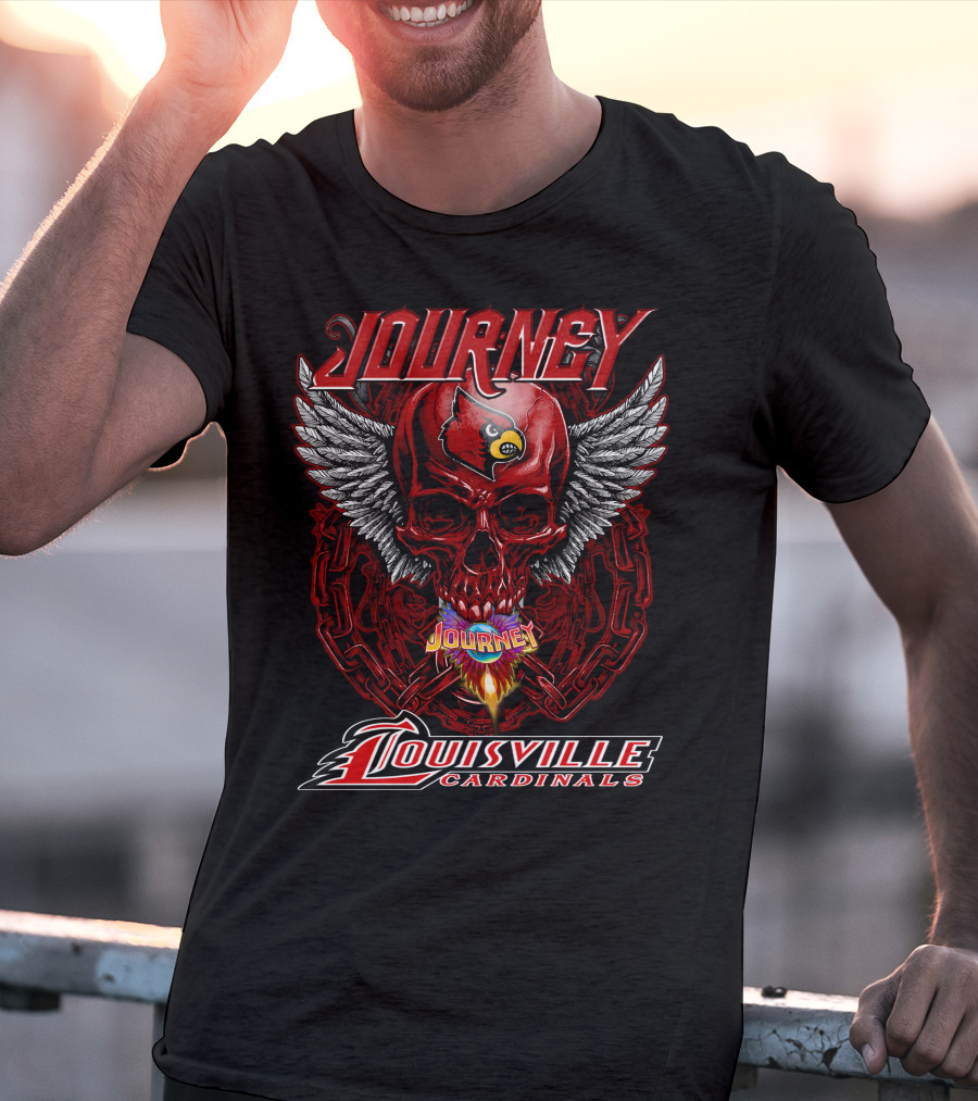 Journey Louisville Cardinals Skull Wings T-Shirt