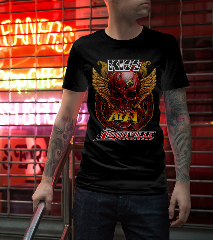 KISS Louisville Cardinals Skull Wings T-Shirt