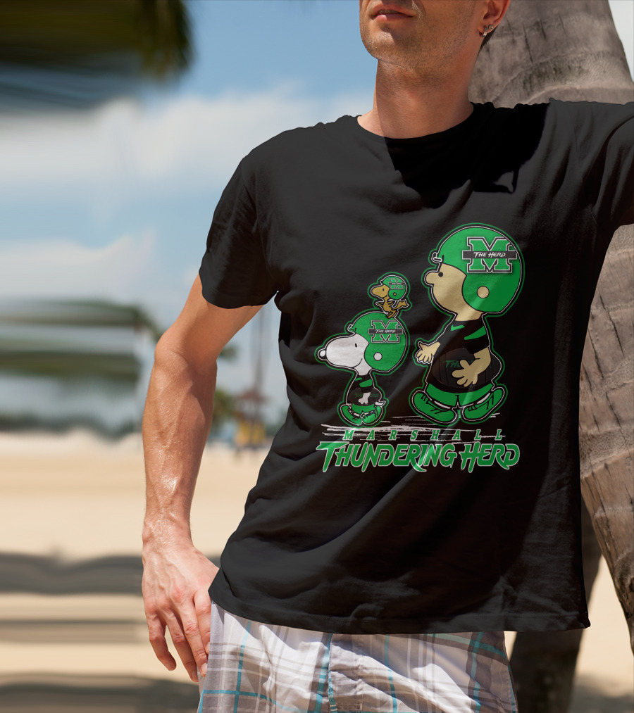 Marshall Thundering Herd Football Cartoon Characters T-Shirt