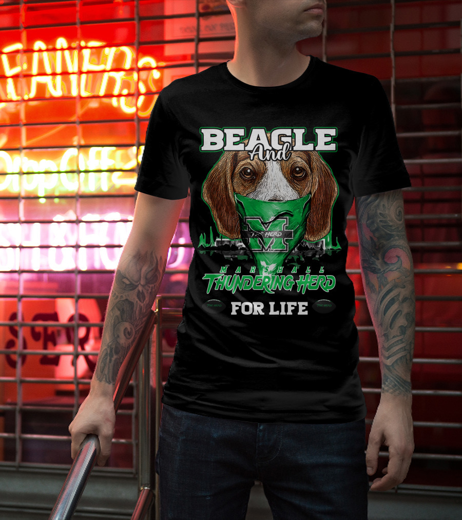 Beagle And Marshall Thundering Herd For Life T-Shirt