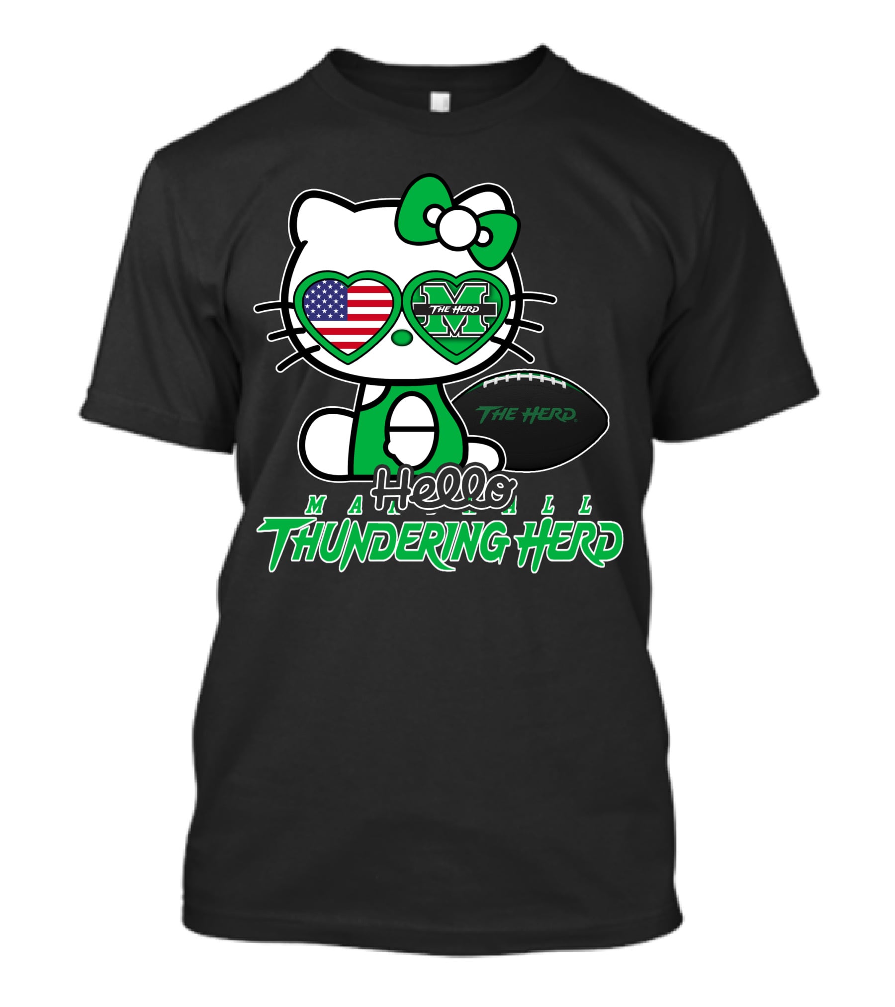 Hello Kitty Marshall The Herd Thundering Herd Football T-Shirt