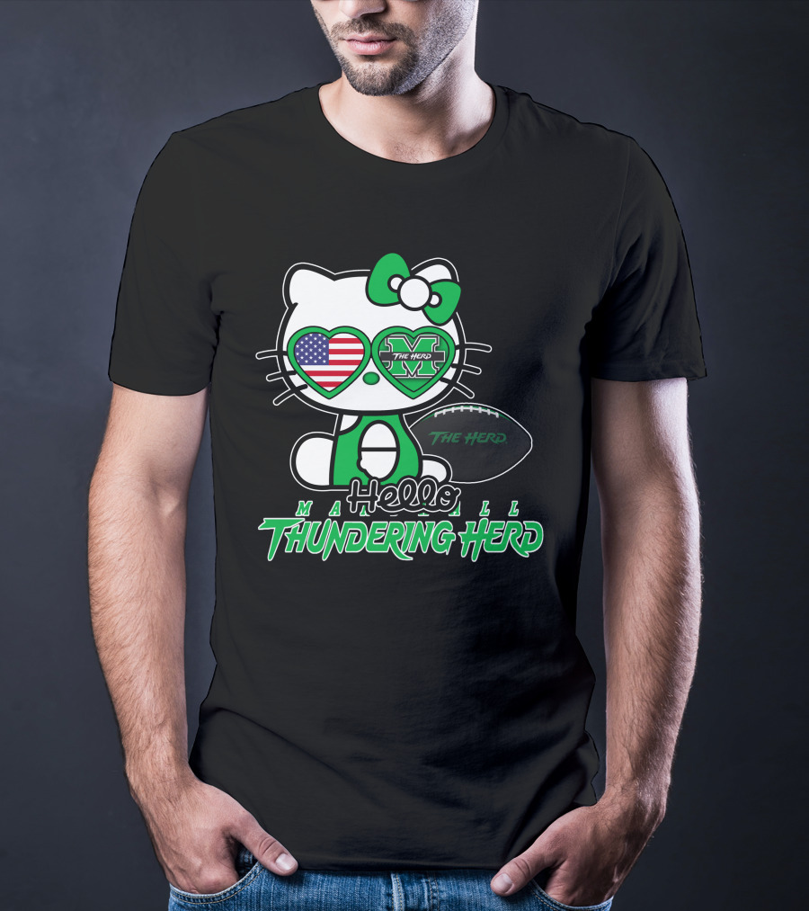 Hello Kitty Marshall The Herd Thundering Herd Football T-Shirt