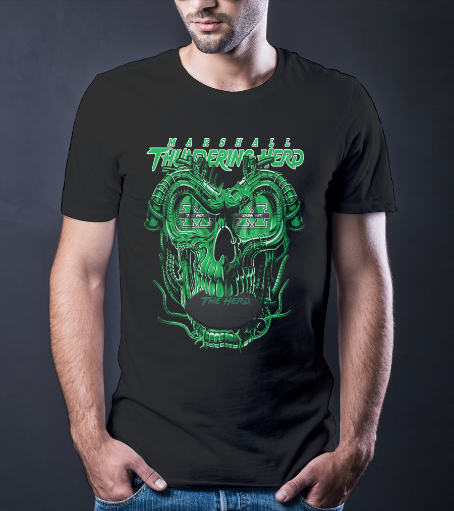 Marshall Thundering Herd Dragonskull The Herd Green X T-Shirt