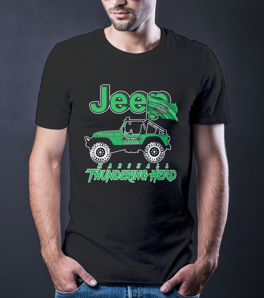 Jeep Marshall Thundering Herd The Herd Green Flag T-Shirt