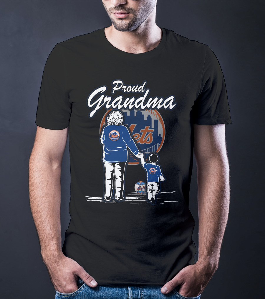 Proud Grandma New York Mets Family Skyline Baseball T-Shirt