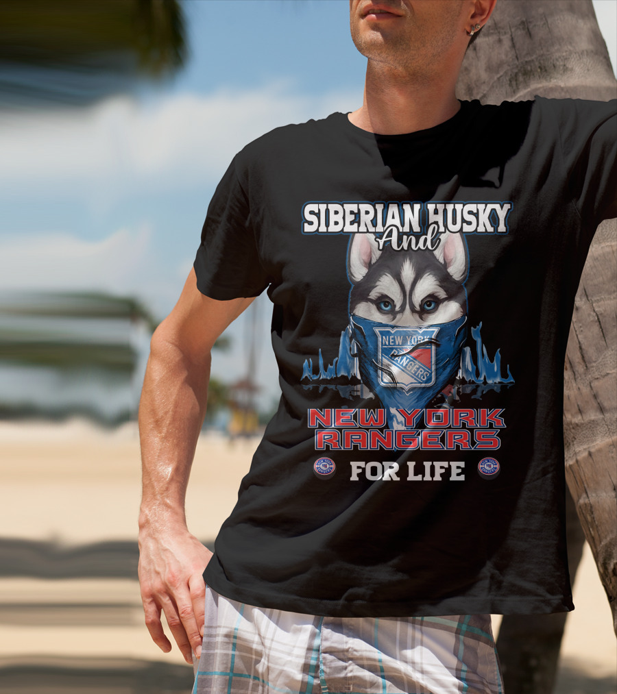Siberian Husky And New York Rangers For Life T-Shirt