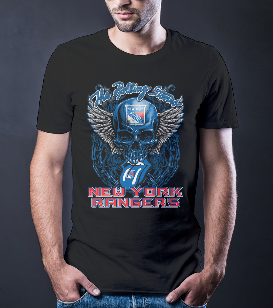 The Rolling Stones Skull With Wings And Tongue Featuring New York Rangers T-Shirt