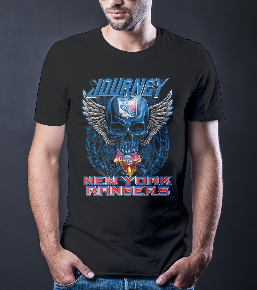 Journey New York Rangers Skull Wings Chain Flame T-Shirt