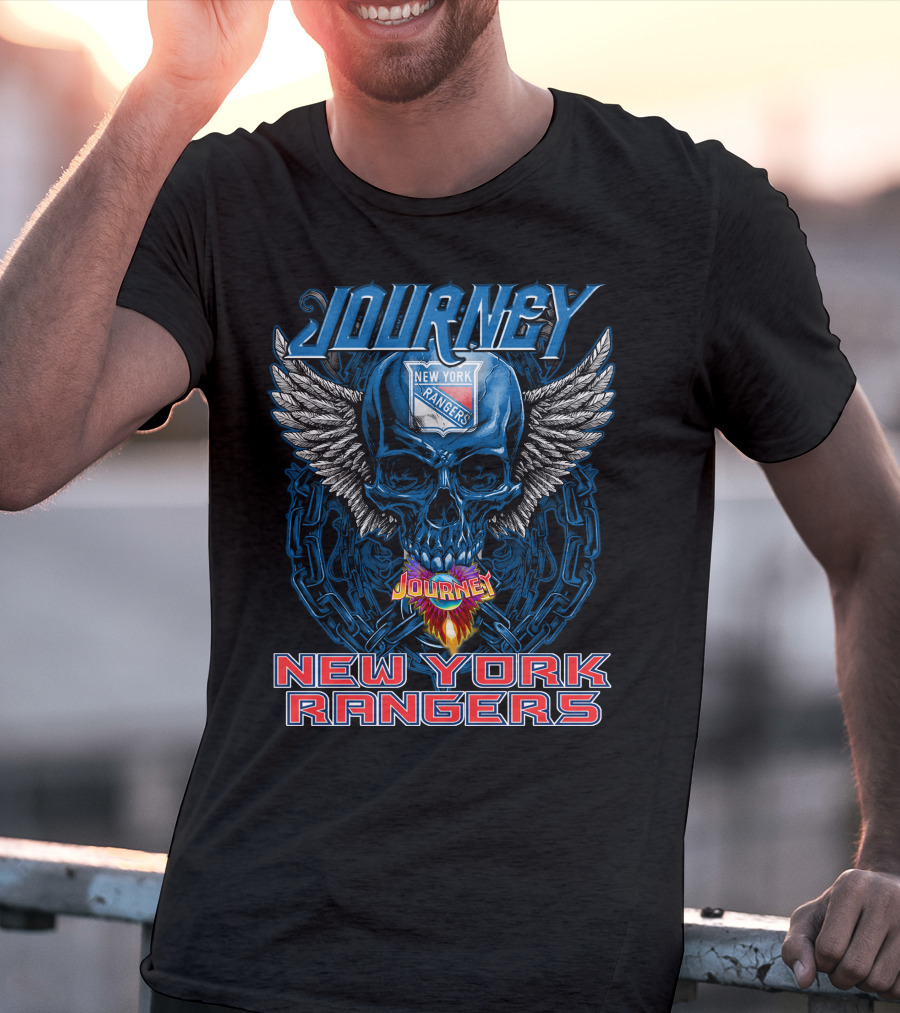 Journey New York Rangers Skull Wings Chain Flame T-Shirt