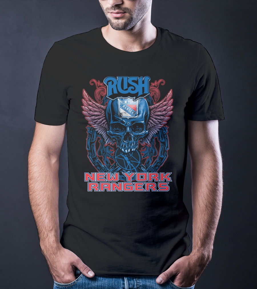 Rush New York Rangers Skull Wings Chain T-Shirt