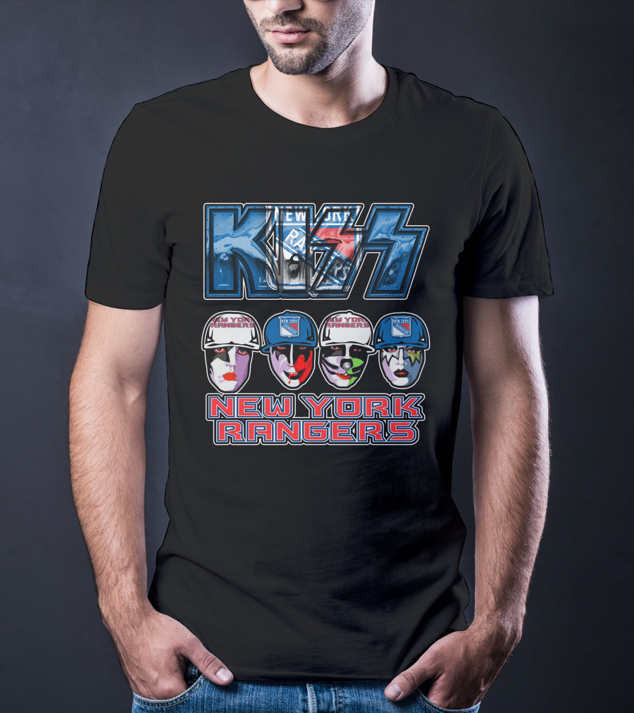 Kiss New York Rangers Iconic Band And Ice Hockey Team Fusion T-Shirt
