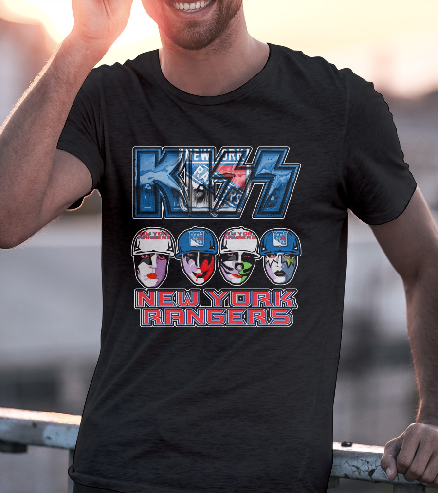 Kiss New York Rangers Iconic Band And Ice Hockey Team Fusion T-Shirt