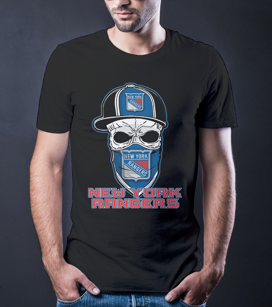 New York Rangers Skull Hat T-Shirt