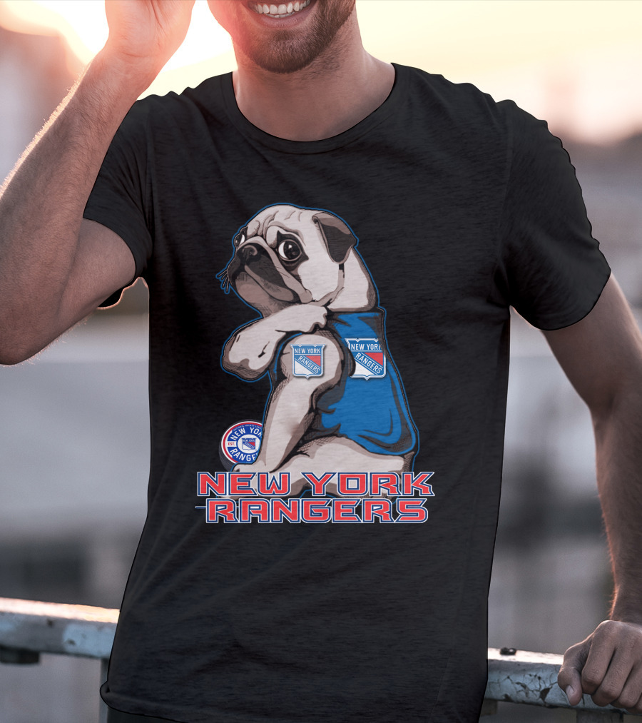 Pug Wearing New York Rangers Jersey T-Shirt