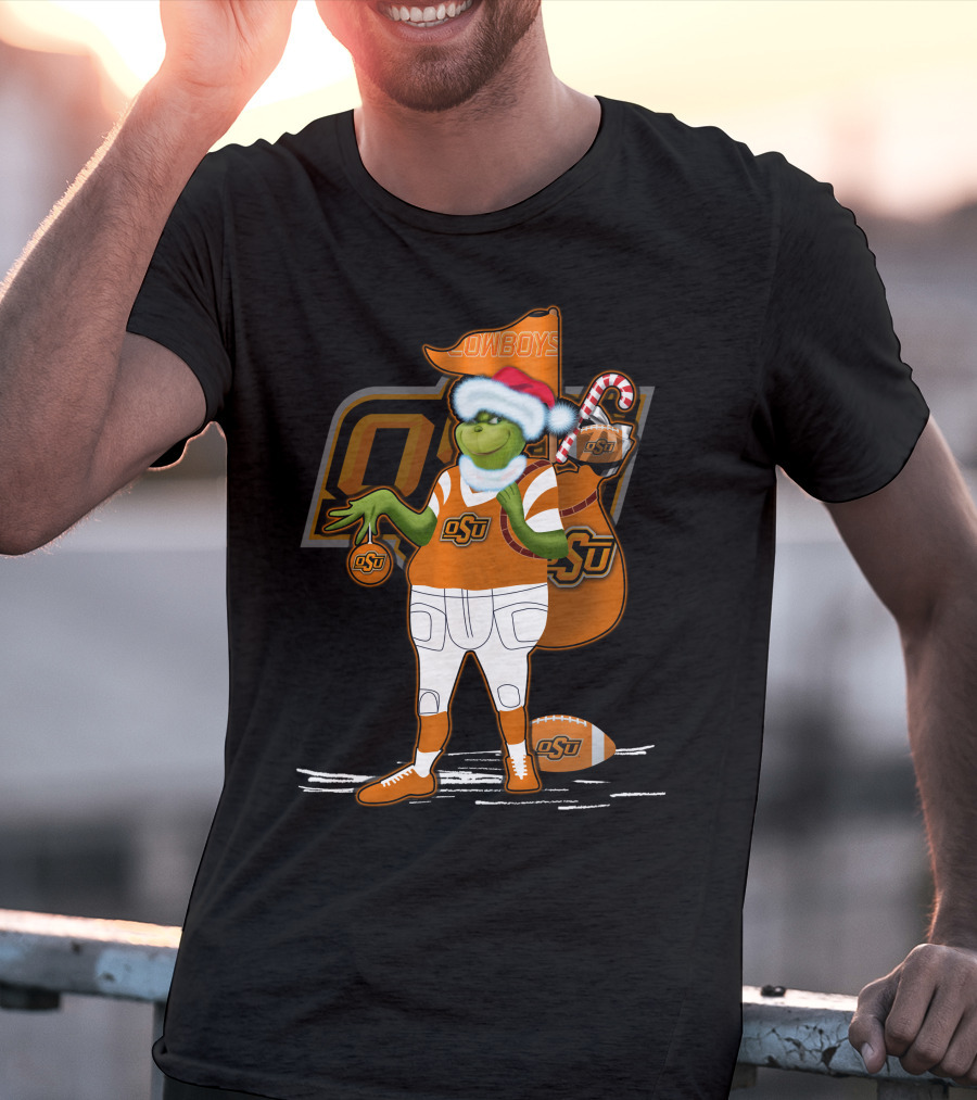 Grinchxmas Oklahoma State Cowboys OSU Football Holiday Cheer T-Shirt