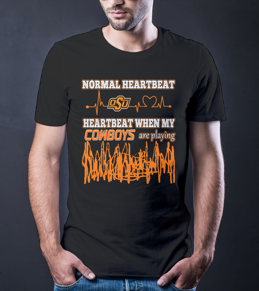 Normal Heartbeat OSU Cowboys Heartbeat When My Cowboys Are Playing T-Shirt