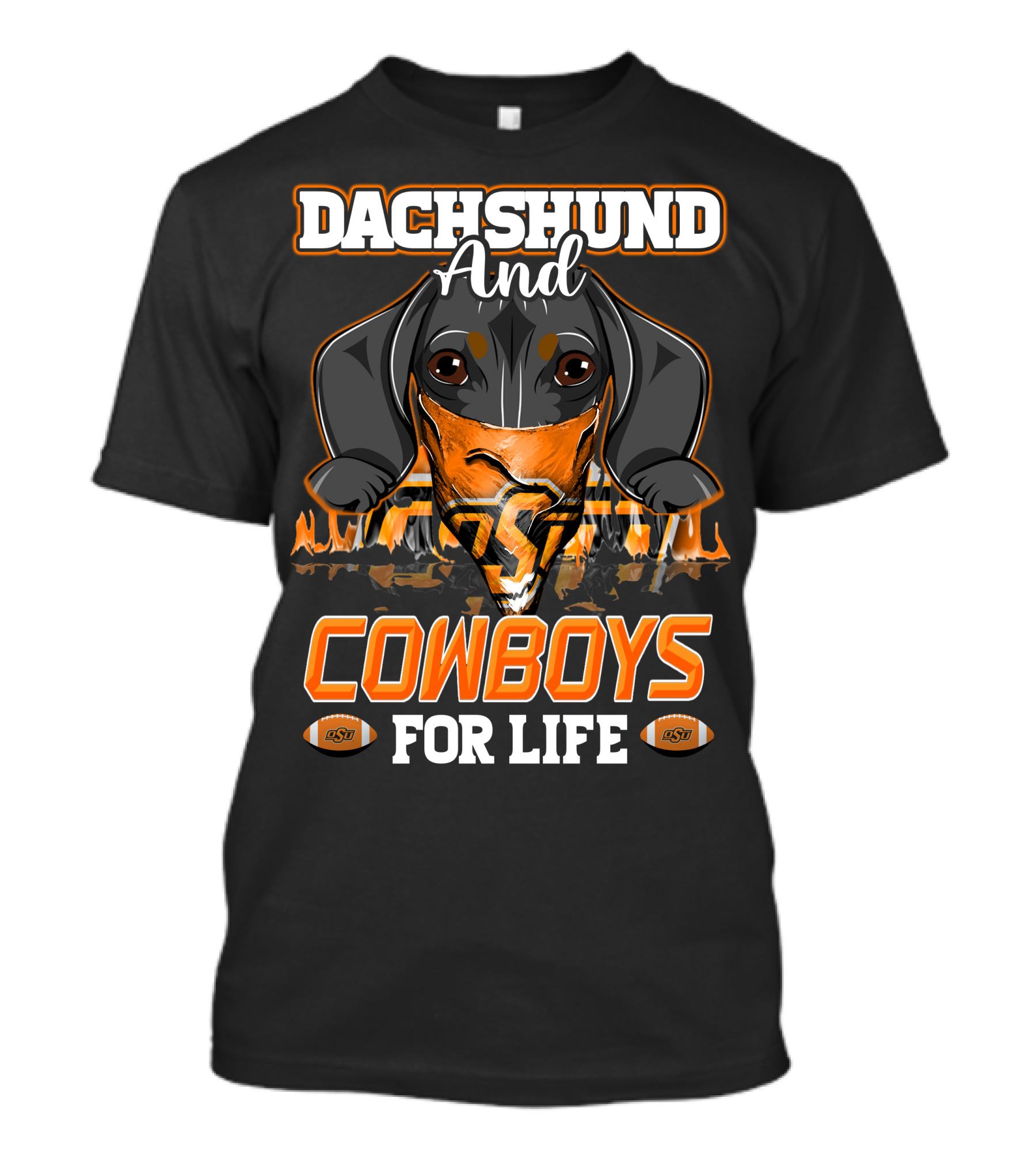 Dachshund And Cowboys For Life Oklahoma State T-Shirt
