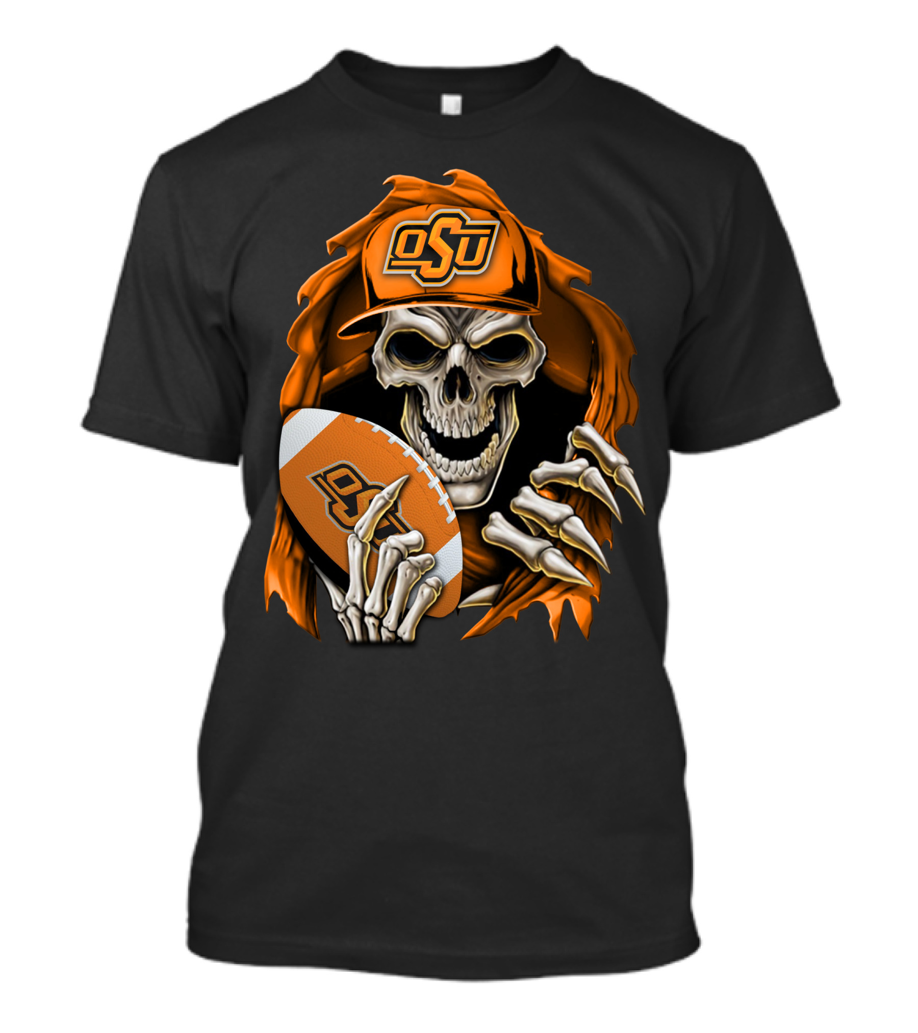 Skullbong OSU Oklahoma State Cowboys Football Skeleton T-Shirt