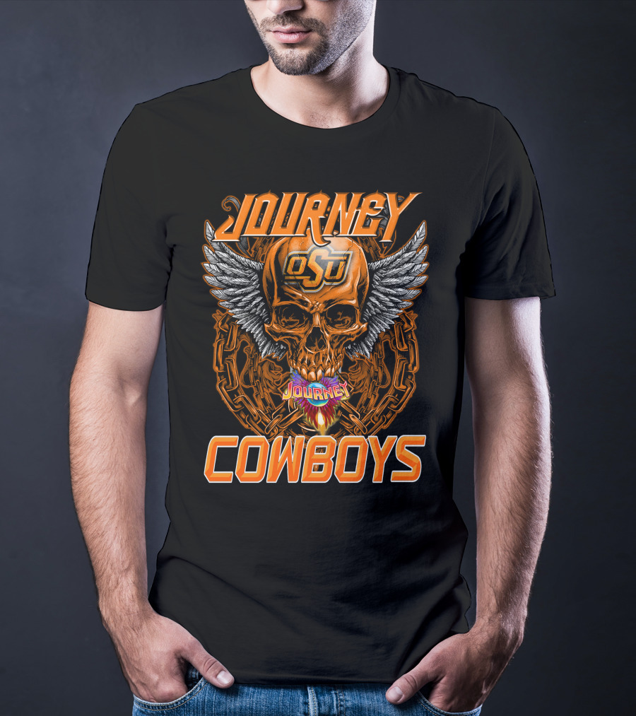 JOURNEY OSU COWBOYS SKULL WINGS AND CHAINS T-Shirt