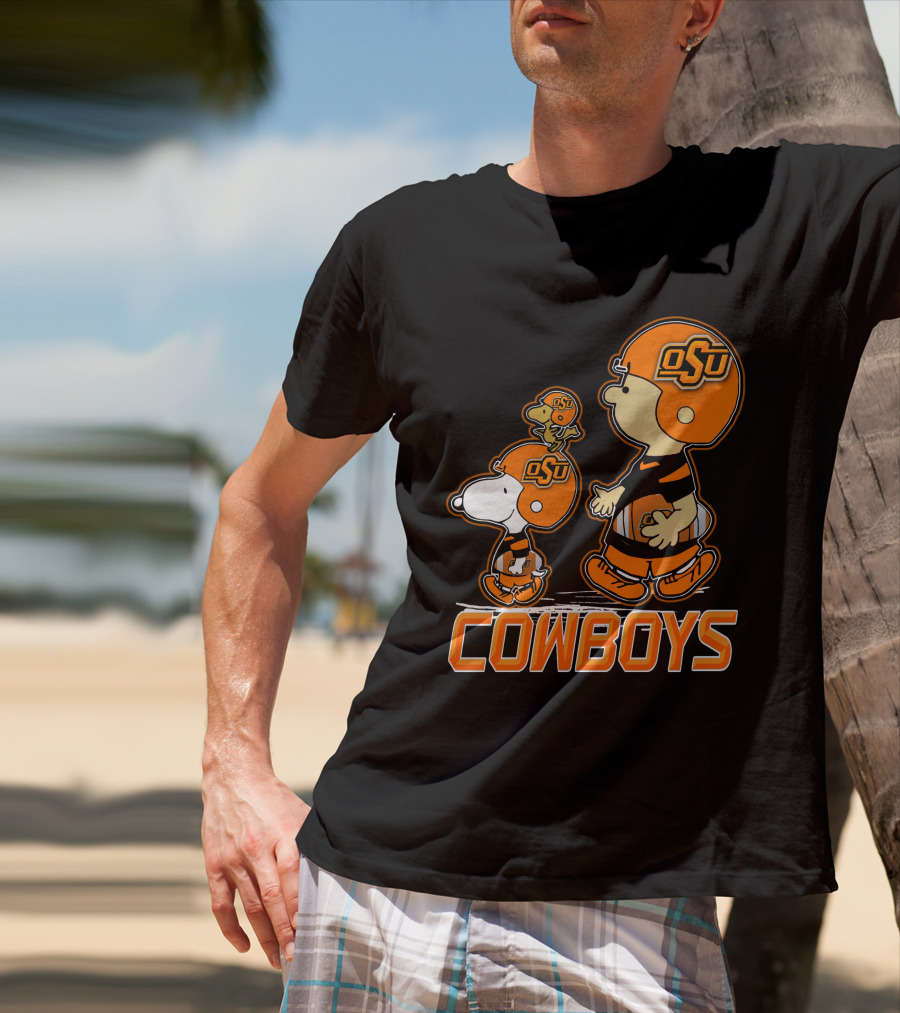 Snpfootball Oklahoma State Osu Cowboys Peanuts Characters Football Helmets T-Shirt