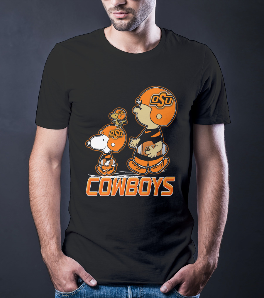 Snpfootball Oklahoma State Osu Cowboys Peanuts Characters Football Helmets T-Shirt