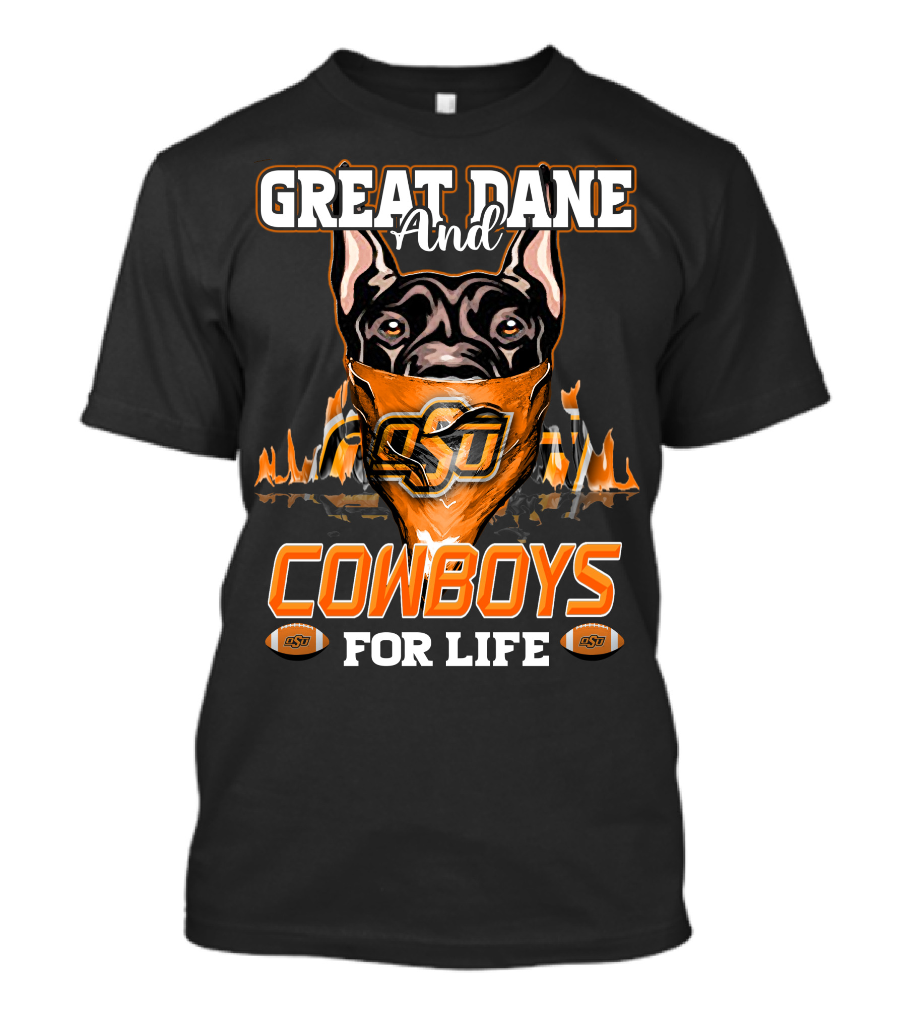 Great Dane And OSU Cowboys For Life T-Shirt