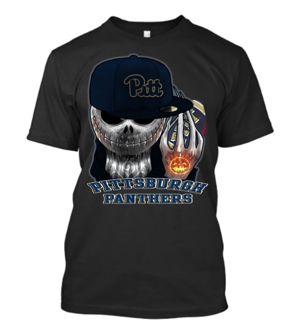Pittsburgh Panthers Pitt Skull Football Jack O'Lantern T-Shirt