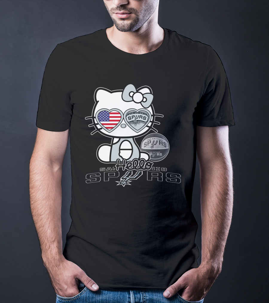 Hello Kitty San Antonio Spurs USA Flag T-Shirt