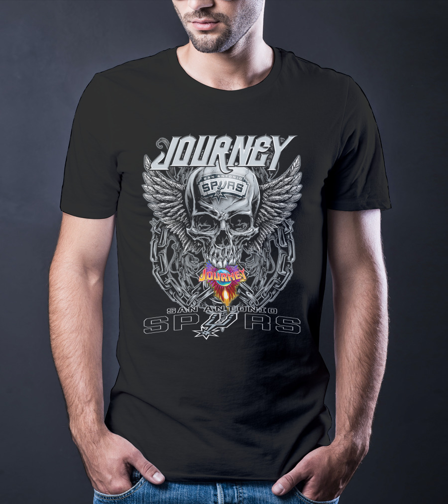 Journey San Antonio Spurs Skull Winged Chain T-Shirt