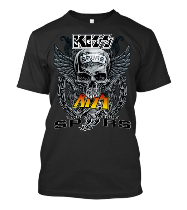 Kiss San Antonio Spurs Skull Wings T-Shirt